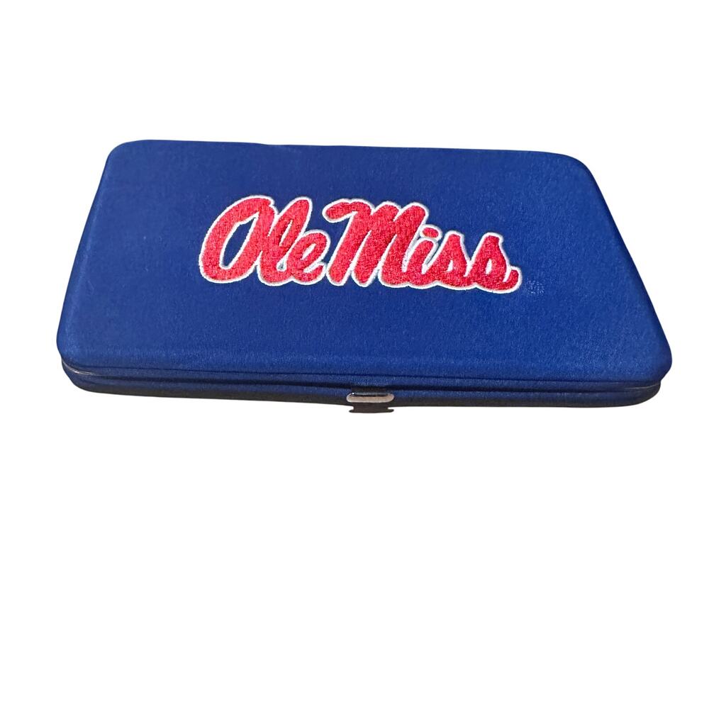 Ole Miss Rebels Collegiate Flat Wallet Card Slots Blue Red College University